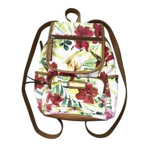 Rosetti Tinley White & Floral Design Faux Leather Small Backpack Versatile Bag